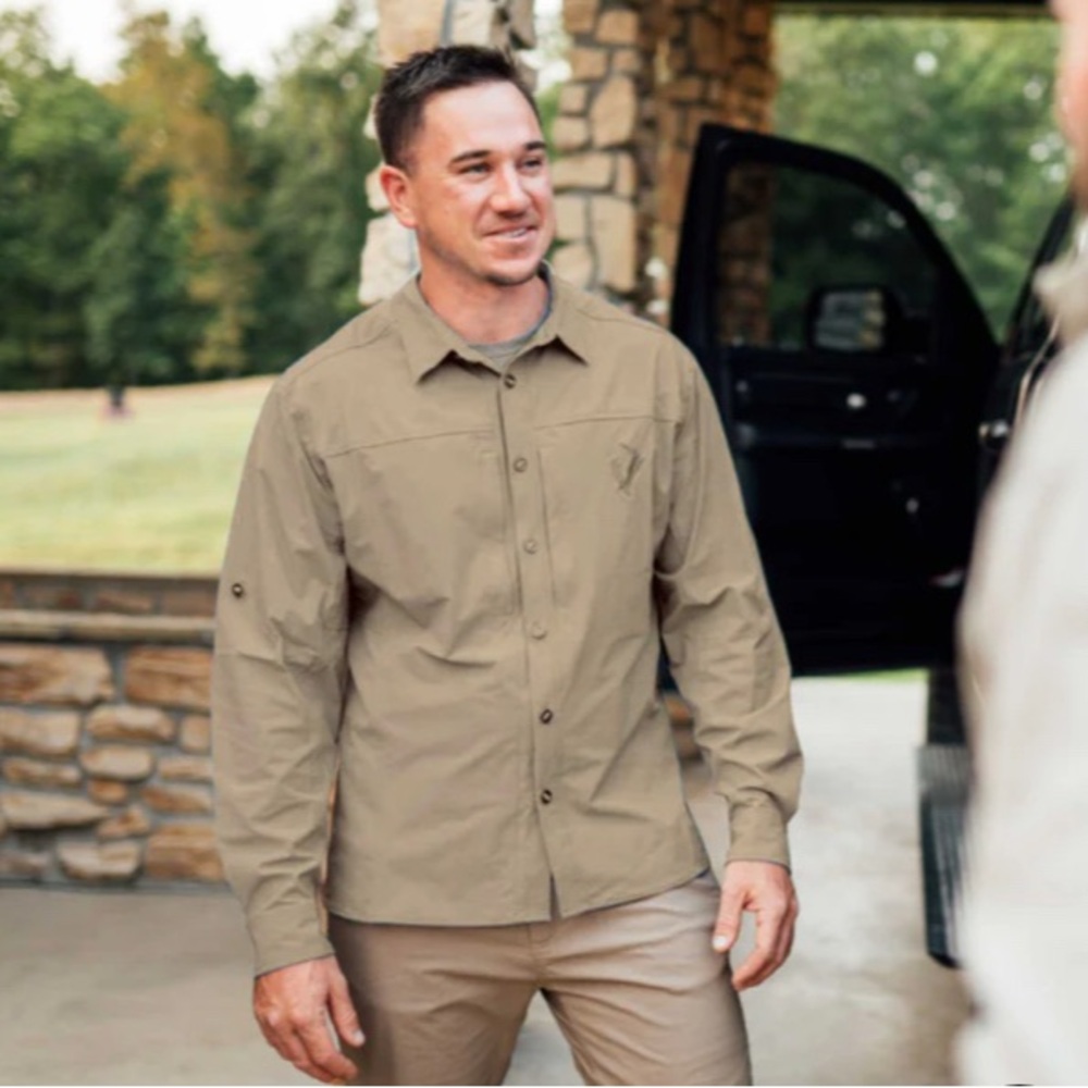 Men's Casual Button Down Shirt - Tan